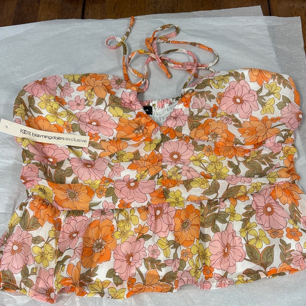 Aqua Floral Camisole - Pink and Orange